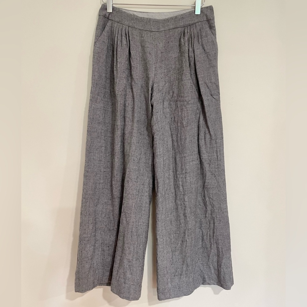 Anthropologie Elevenses Pleated Wool-blend Gray Wide-Leg Pants